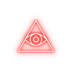 Poster - eye in the pyramid outline neon icon