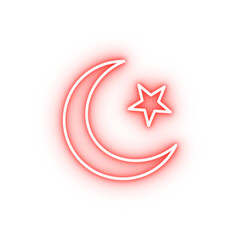 Poster - Muslim crescent and star outline neon icon