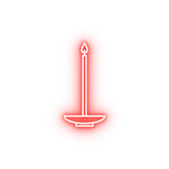 Poster - church candle outline neon icon