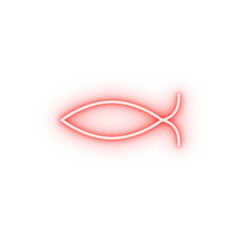 Poster - christian fish outline neon icon