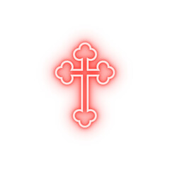 Poster - orthodox cross outline neon icon