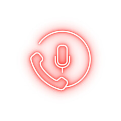 Poster - microphone and handset neon icon