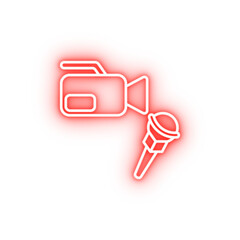 Poster - microphone and camera neon icon