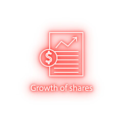 Poster - growth of shares paper neon icon