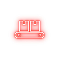 Poster - boxes on the conveyor belt outline neon icon