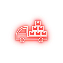 Poster - lorry with parcels outline neon icon