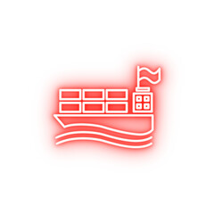 Canvas Print - ship with containers outline neon icon