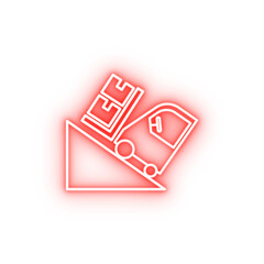 Poster - Forklift with cargo outline neon icon
