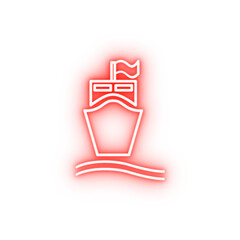 Poster - ship in front outline neon icon