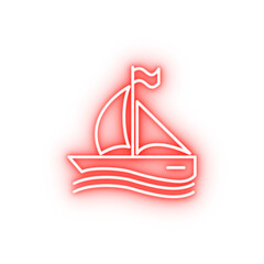 Poster - sailing yacht outline neon icon