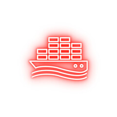 Poster - ship with containers outline neon icon