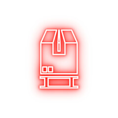 Poster - parcel on flights outline neon icon