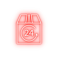 Poster - 24 hours delivery parcel outline neon icon