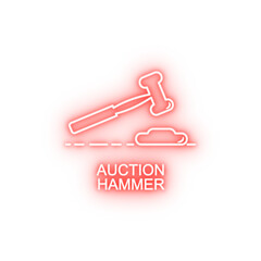 Poster - auction hammer outline neon icon
