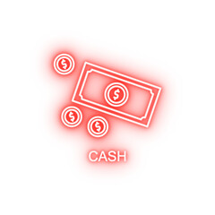 Poster - cash outline neon icon