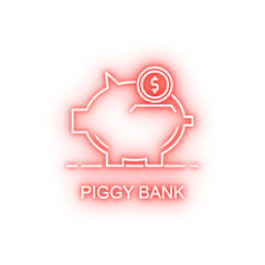 Poster - piggy bank outline neon icon
