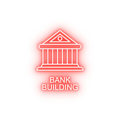 Poster - bank building outline neon icon