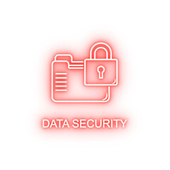 Poster - data security outline neon icon