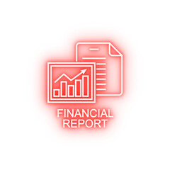 Poster - financial report outline neon icon