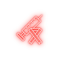 Poster - Ribbon cancer syringe neon icon