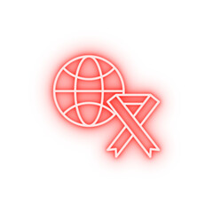 Poster - Ribbon cancer globe neon icon