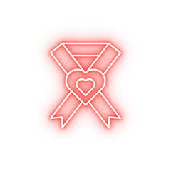 Poster - Ribbon cancer heart neon icon