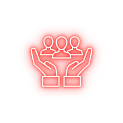 Poster - Care human hands neon icon