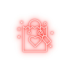 Poster - Gift heart bag neon icon