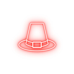 Poster - Hat Autumn neon icon