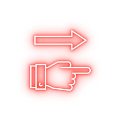 Poster - Hand arrow right neon icon