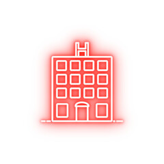 Poster - hotel building dusk style neon icon
