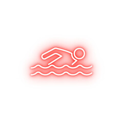 Poster - swimmer outline neon icon