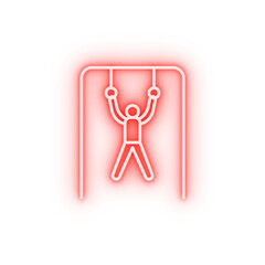 Poster - athlete on rings outline neon icon