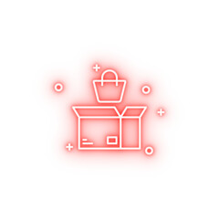 Poster - Box shopping bag neon icon