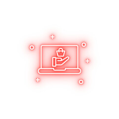 Poster - Notebook online shopping save neon icon