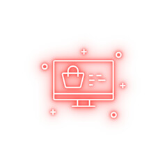 Poster - Online monitor shopping neon icon