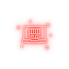 Poster - Notebook shopping online neon icon