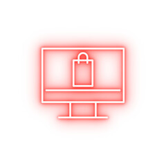 Poster - buying online monitor neon icon