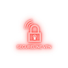 Poster - secure line vpn outline neon icon