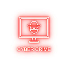 Poster - cyber crime outline neon icon