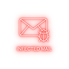 Poster - infected mail outline neon icon
