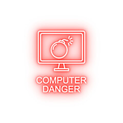 Fototapete - computer in danger outline neon icon