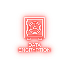Poster - data encryption outline neon icon