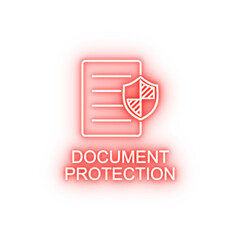 Poster - document protection outline neon icon