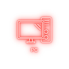Poster - pc outline neon icon