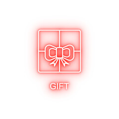 Poster - gift box outline neon icon
