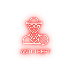 Poster - anti theft outline neon icon