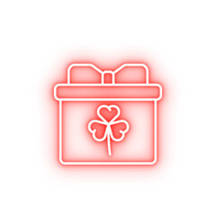 Poster - Gift box clover neon icon