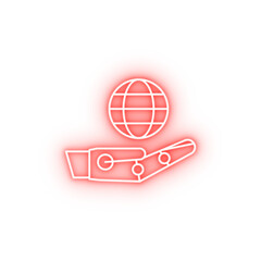 Poster - Robotic technology hand world neon icon