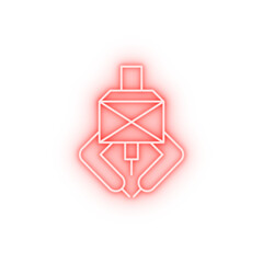 Poster - Robotic crane welding technology neon icon
